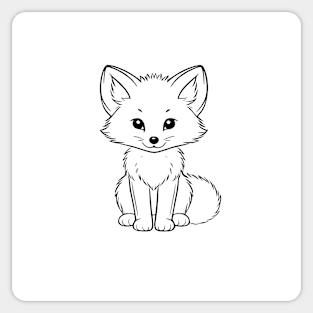 Cute Baby Arctic Fox Animal Outline Sticker